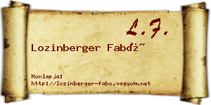 Lozinberger Fabó névjegykártya
